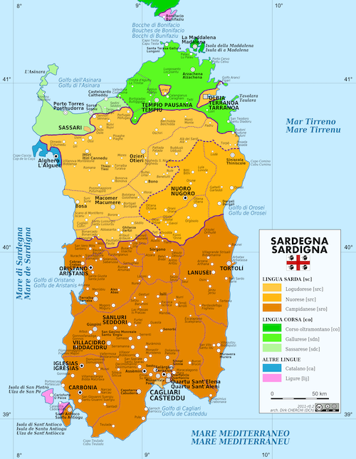 sardinia language map sardinia language map